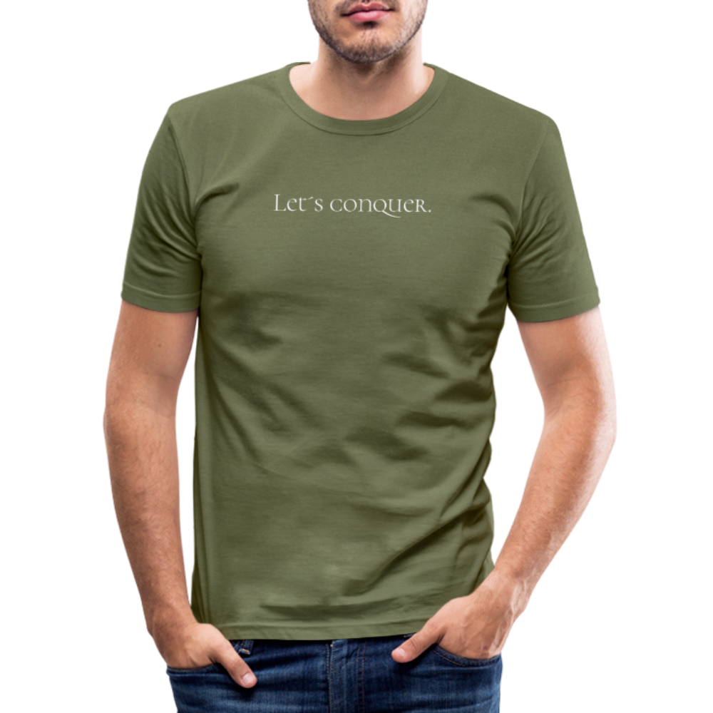 Let´s conquer. Slim Fit T-Shirt - Khaki Grün
