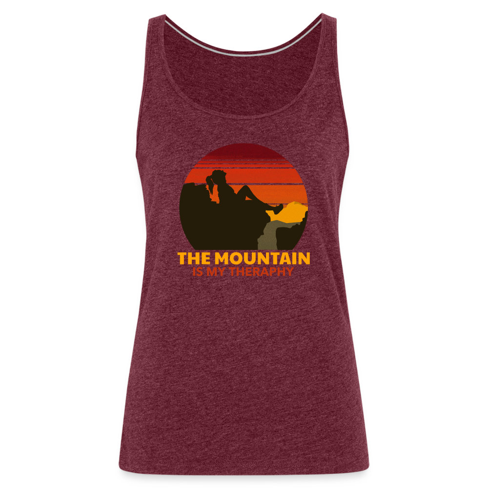 Frauen Tank Top "Mountain-Therapy" - Bordeauxrot meliert