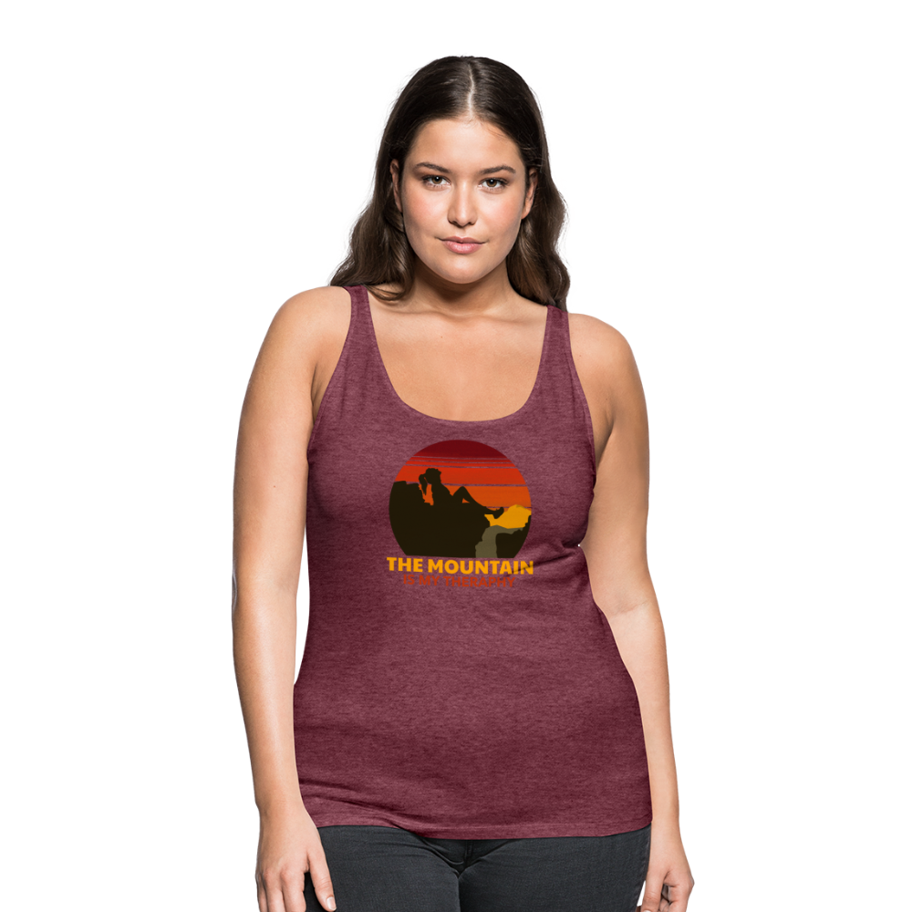 Frauen Tank Top "Mountain-Therapy" - Bordeauxrot meliert