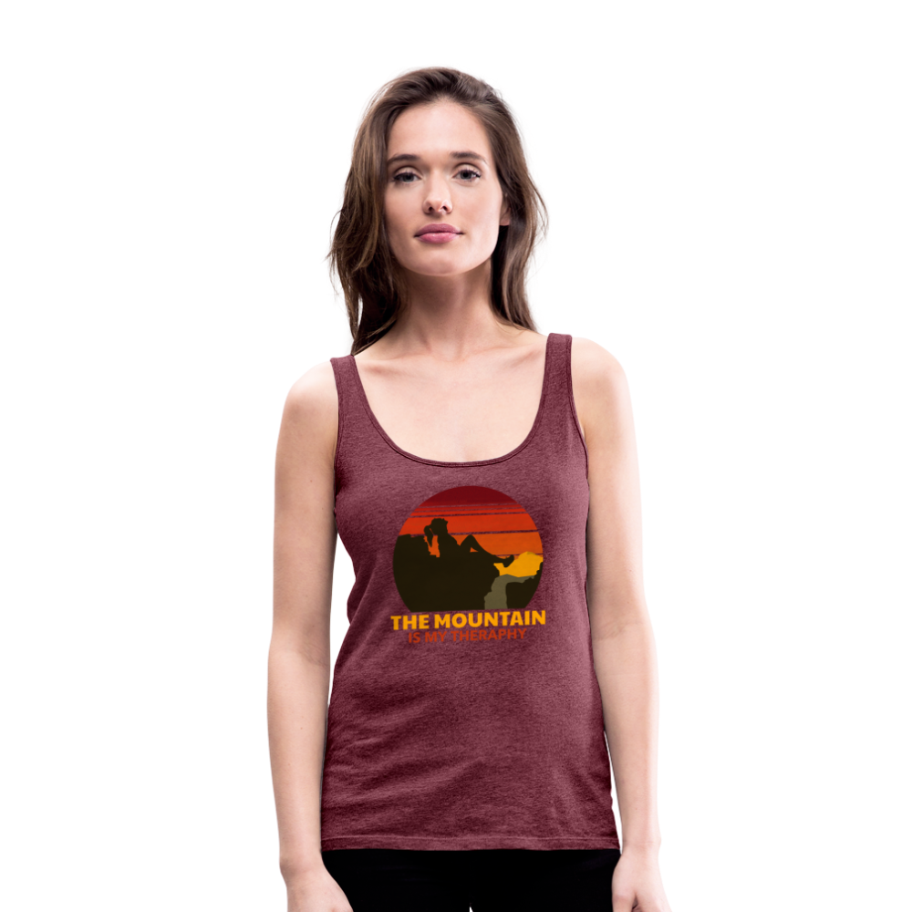 Frauen Tank Top "Mountain-Therapy" - Bordeauxrot meliert