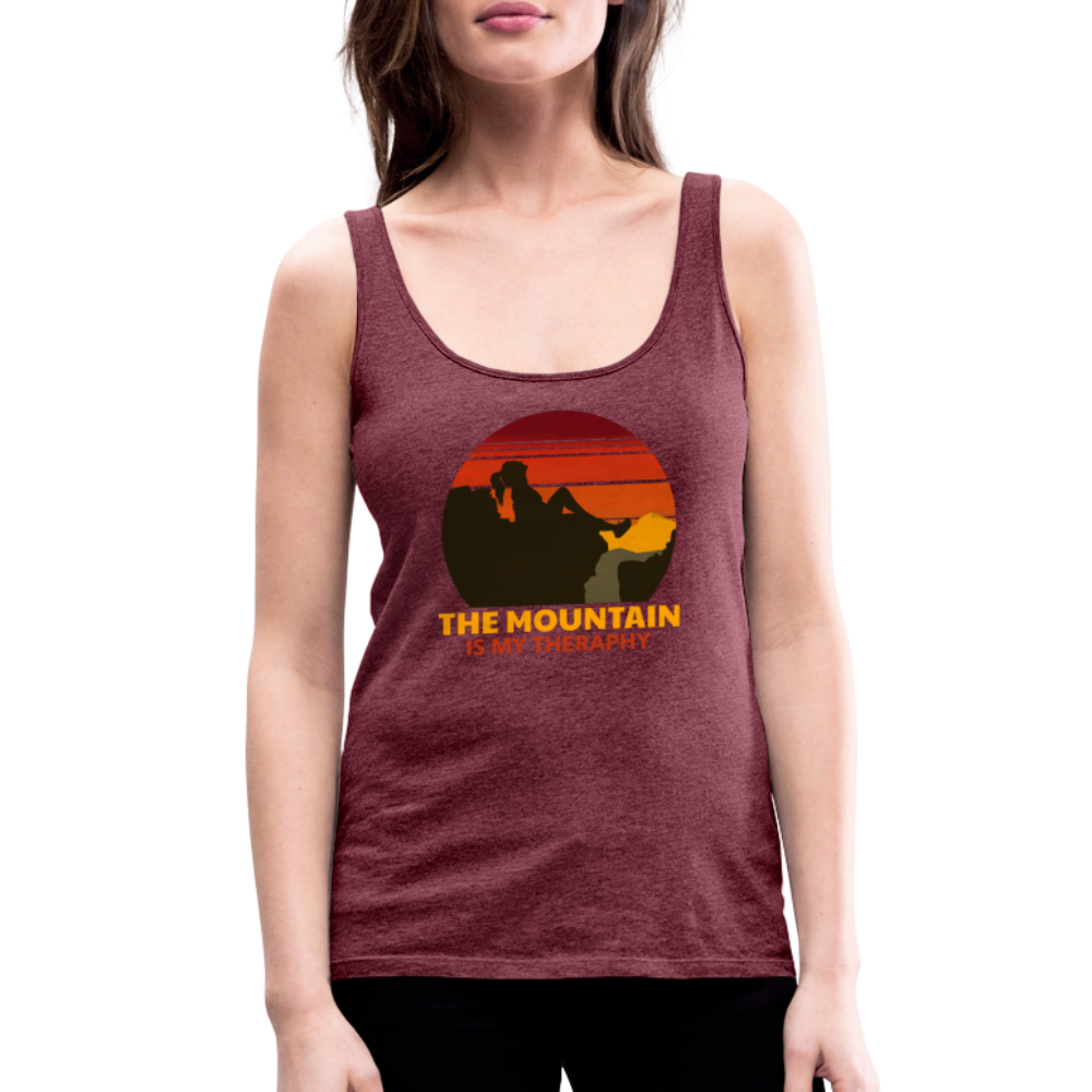 Frauen Tank Top "Mountain-Therapy" - Bordeauxrot meliert