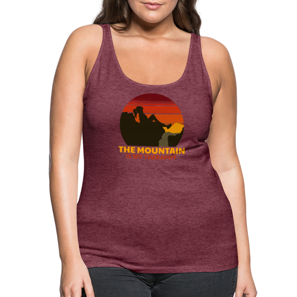 Frauen Tank Top "Mountain-Therapy" - Bordeauxrot meliert