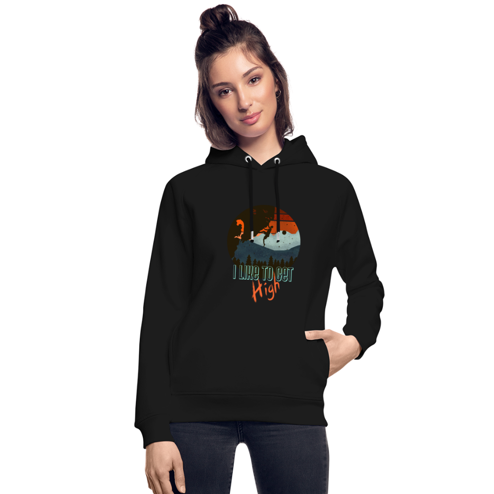 Unisex Bio-Hoodie "I like to get high" - Schwarz