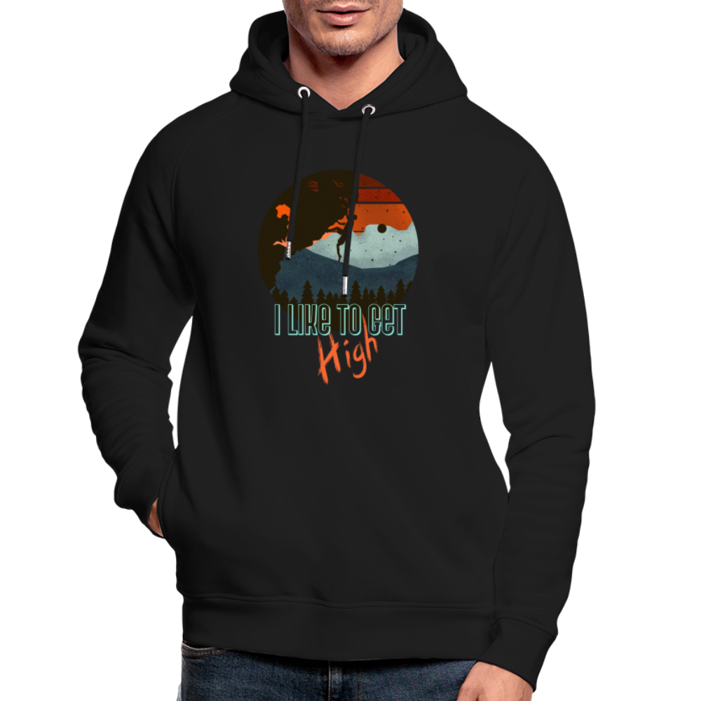 Unisex Bio-Hoodie "I like to get high" - Schwarz