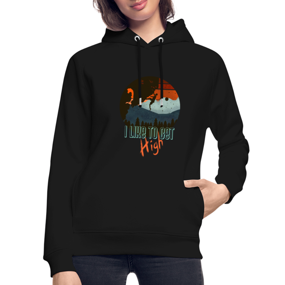 Unisex Bio-Hoodie "I like to get high" - Schwarz