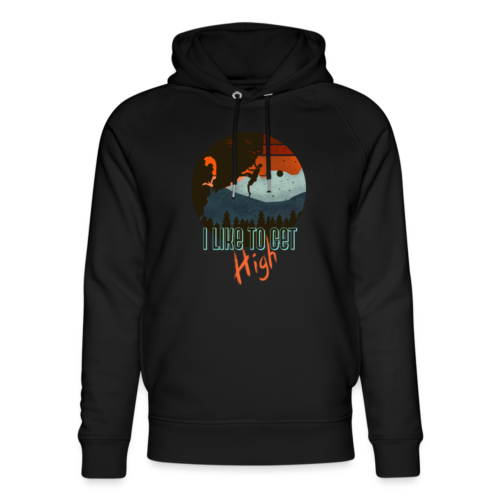 Unisex Bio-Hoodie "I like to get high" - Schwarz