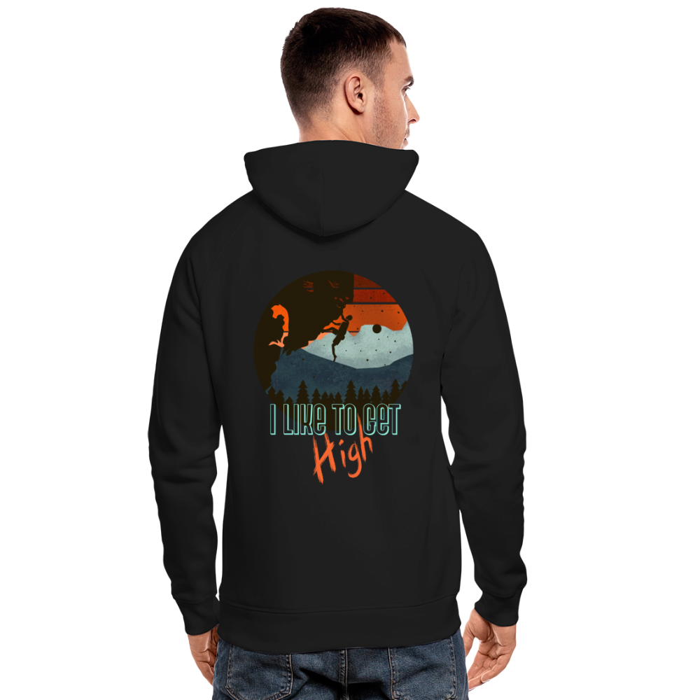 Unisex Bio-Hoodie "I like to get high" - Schwarz