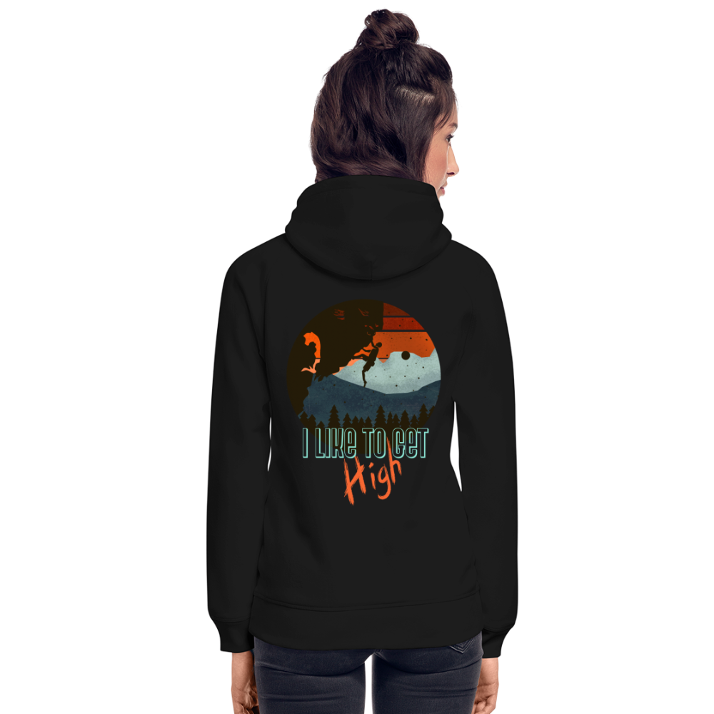 Unisex Bio-Hoodie "I like to get high" - Schwarz