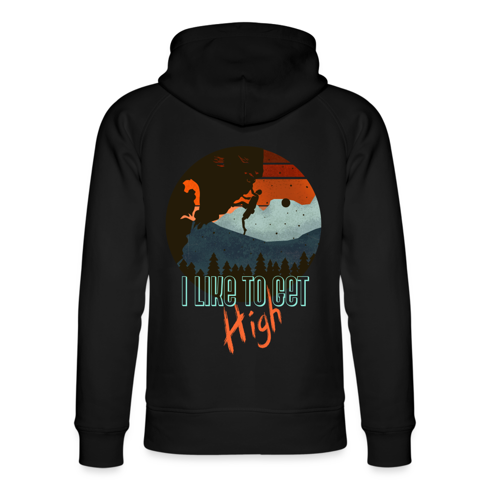 Unisex Bio-Hoodie "I like to get high" - Schwarz
