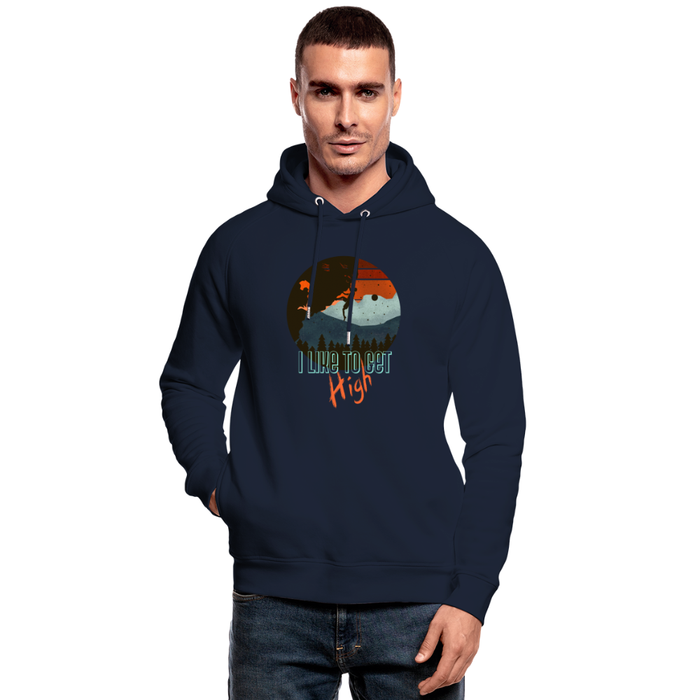 Unisex Bio-Hoodie "I like to get high" - Navy
