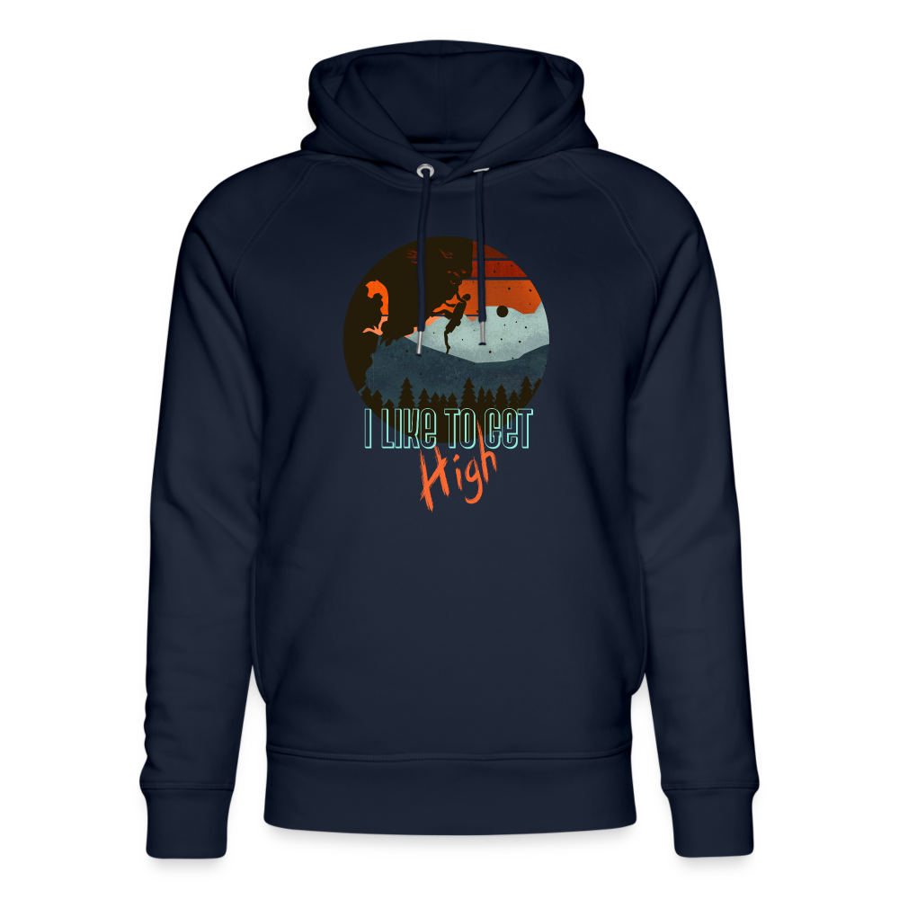 Unisex Bio-Hoodie "I like to get high" - Navy