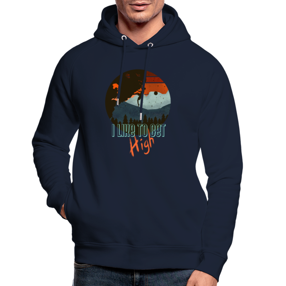 Unisex Bio-Hoodie "I like to get high" - Navy