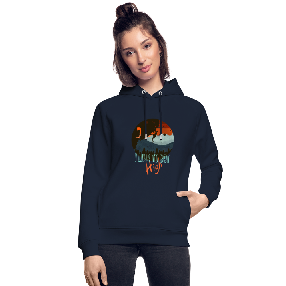 Unisex Bio-Hoodie "I like to get high" - Navy