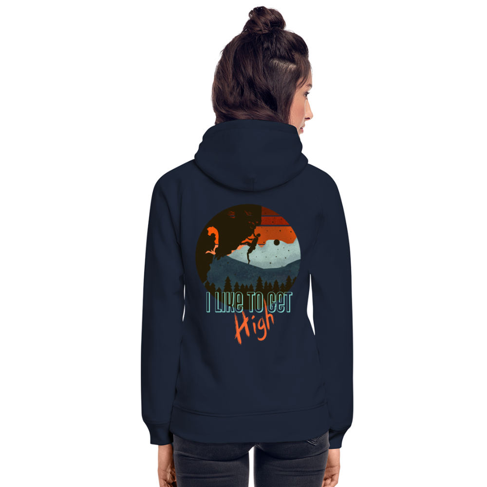 Unisex Bio-Hoodie "I like to get high" - Navy