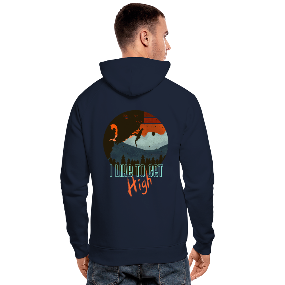 Unisex Bio-Hoodie "I like to get high" - Navy