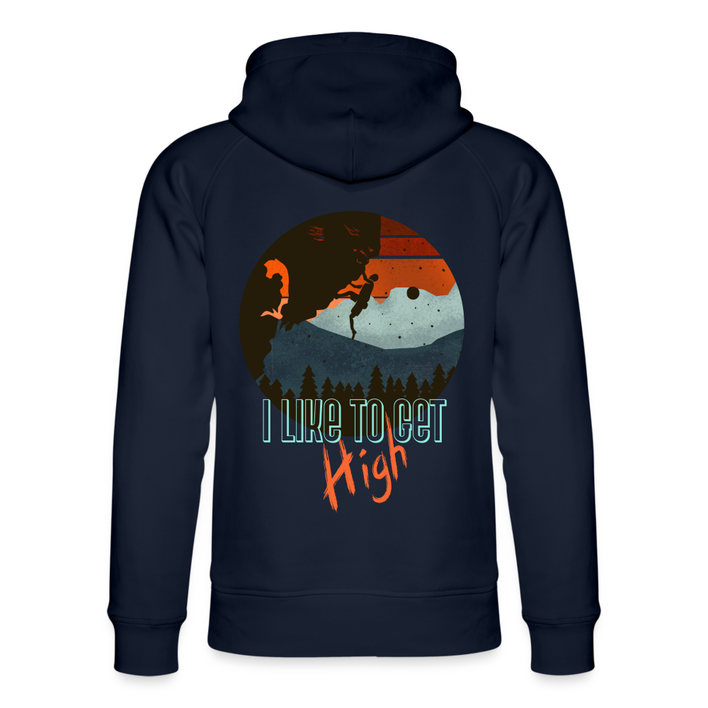 Unisex Bio-Hoodie "I like to get high" - Navy
