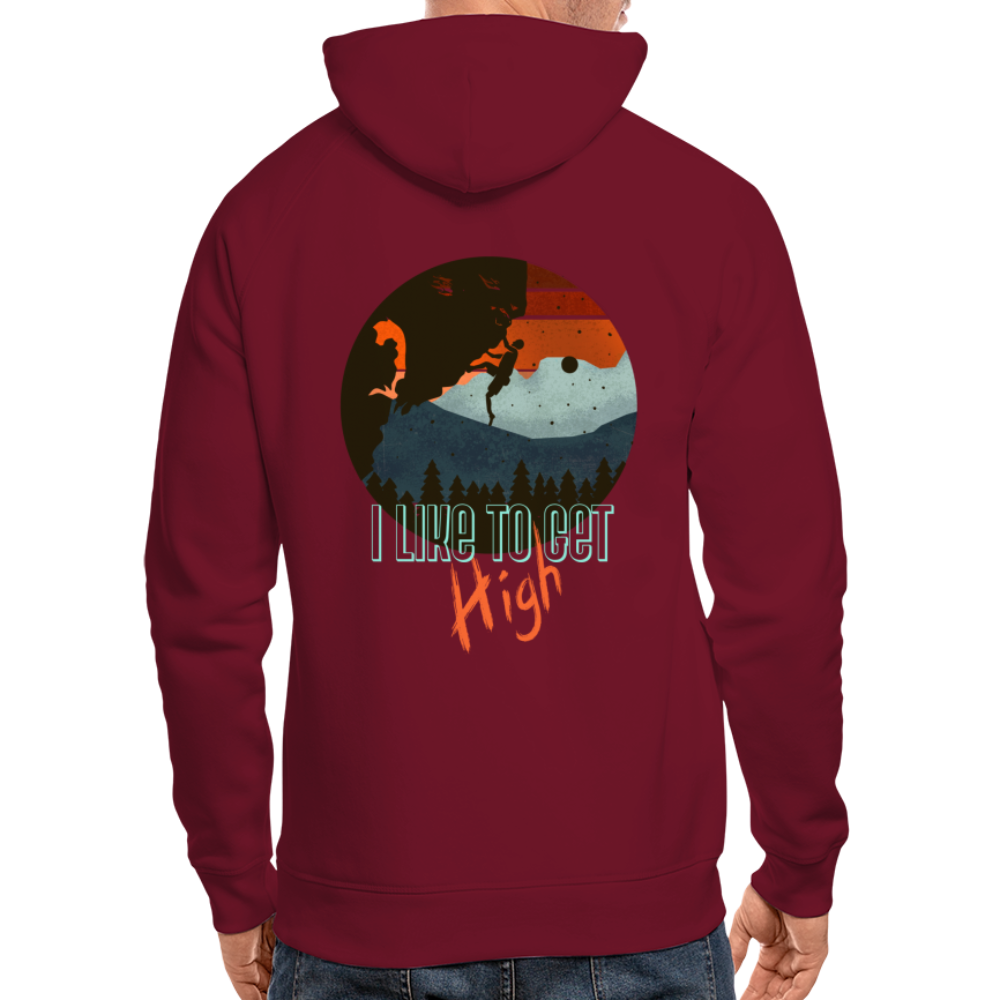 Unisex Bio-Hoodie "I like to get high" - Burgunderrot