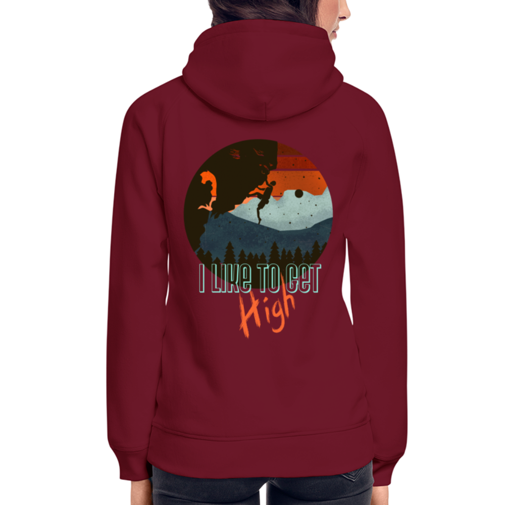 Unisex Bio-Hoodie "I like to get high" - Burgunderrot