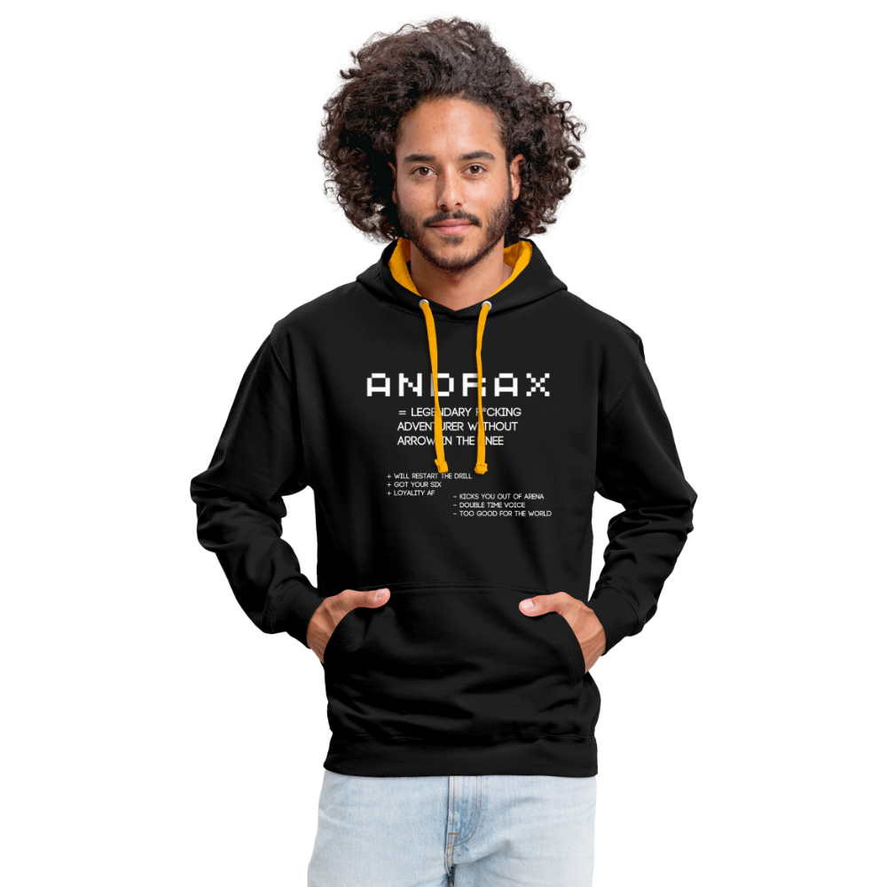 Andrax 8120 Kontrast-Hoodie - Schwarz/Gold
