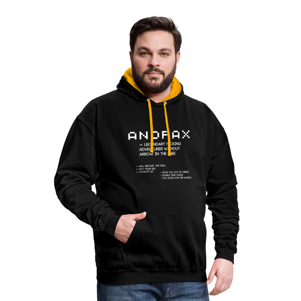 Andrax 8120 Kontrast-Hoodie - Schwarz/Gold
