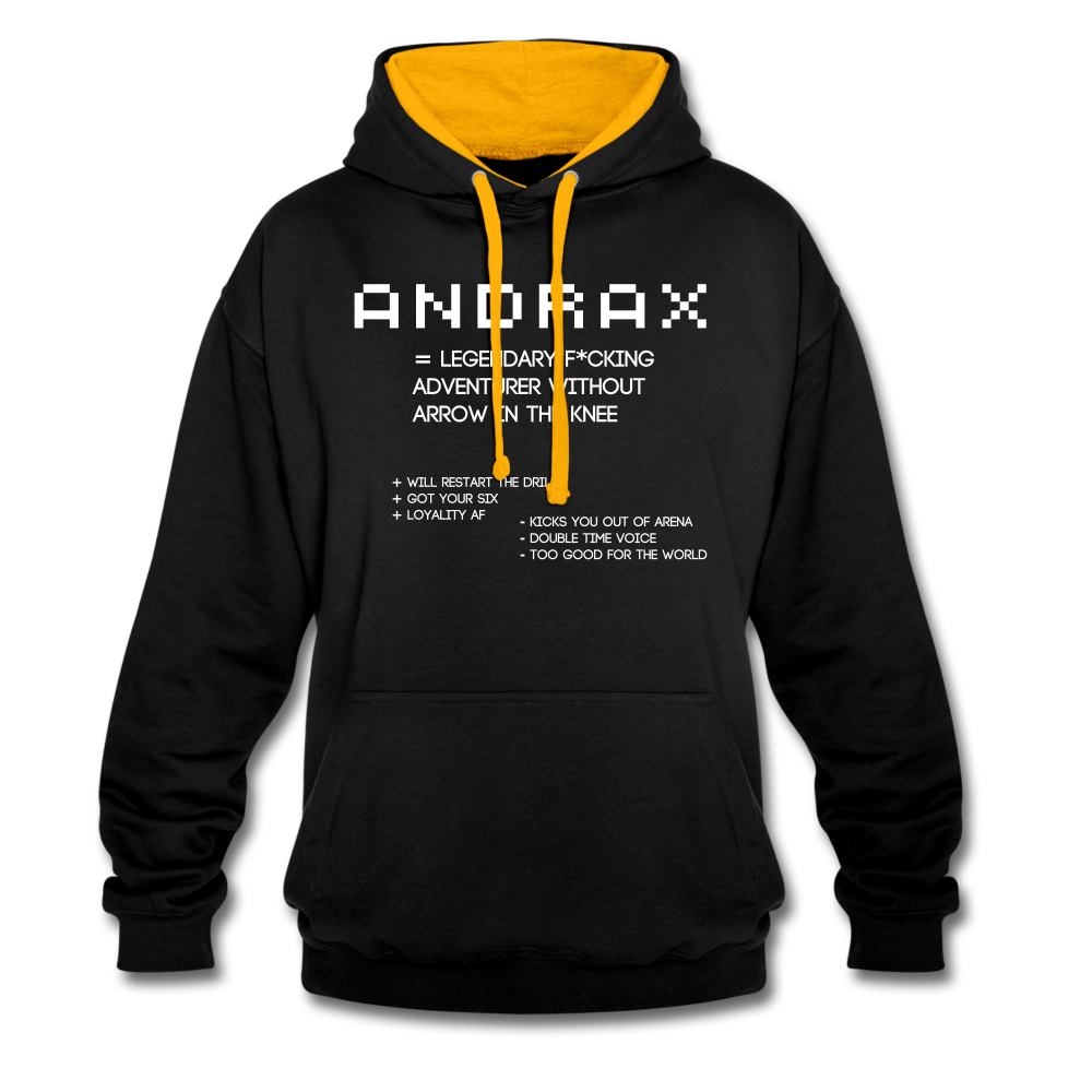 Andrax 8120 Kontrast-Hoodie - Schwarz/Gold