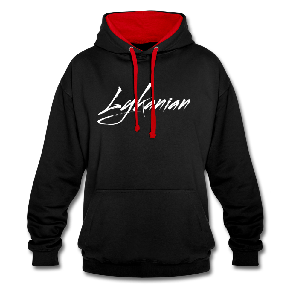 Contrast Colour Hoodie Unisex - Schwarz/Rot