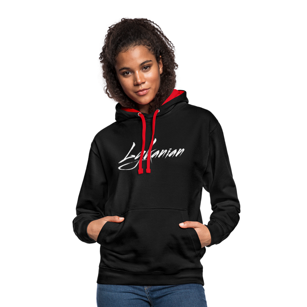 Contrast Colour Hoodie Unisex - Schwarz/Rot