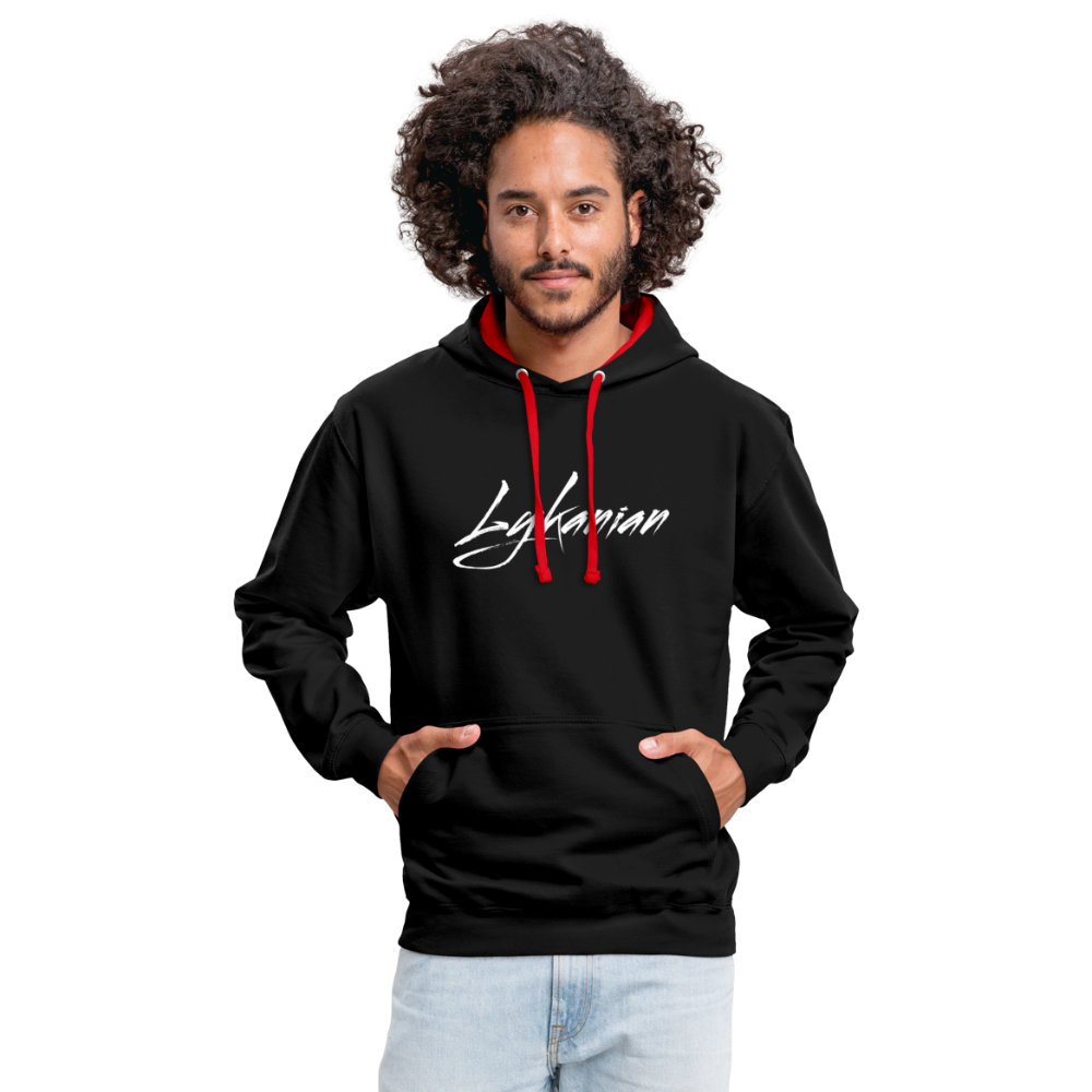 Contrast Colour Hoodie Unisex - Schwarz/Rot