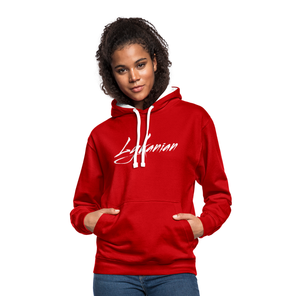 Contrast Colour Hoodie Unisex - Rot/Weiß