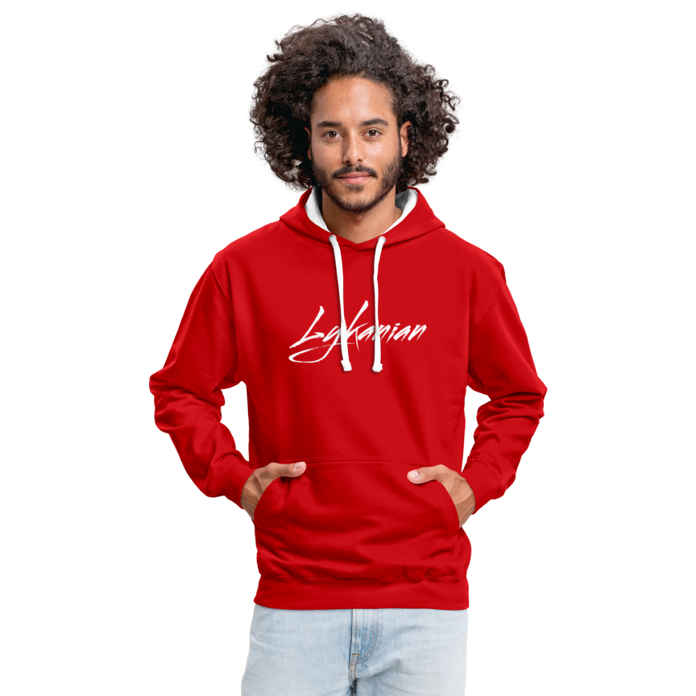 Contrast Colour Hoodie Unisex - Rot/Weiß