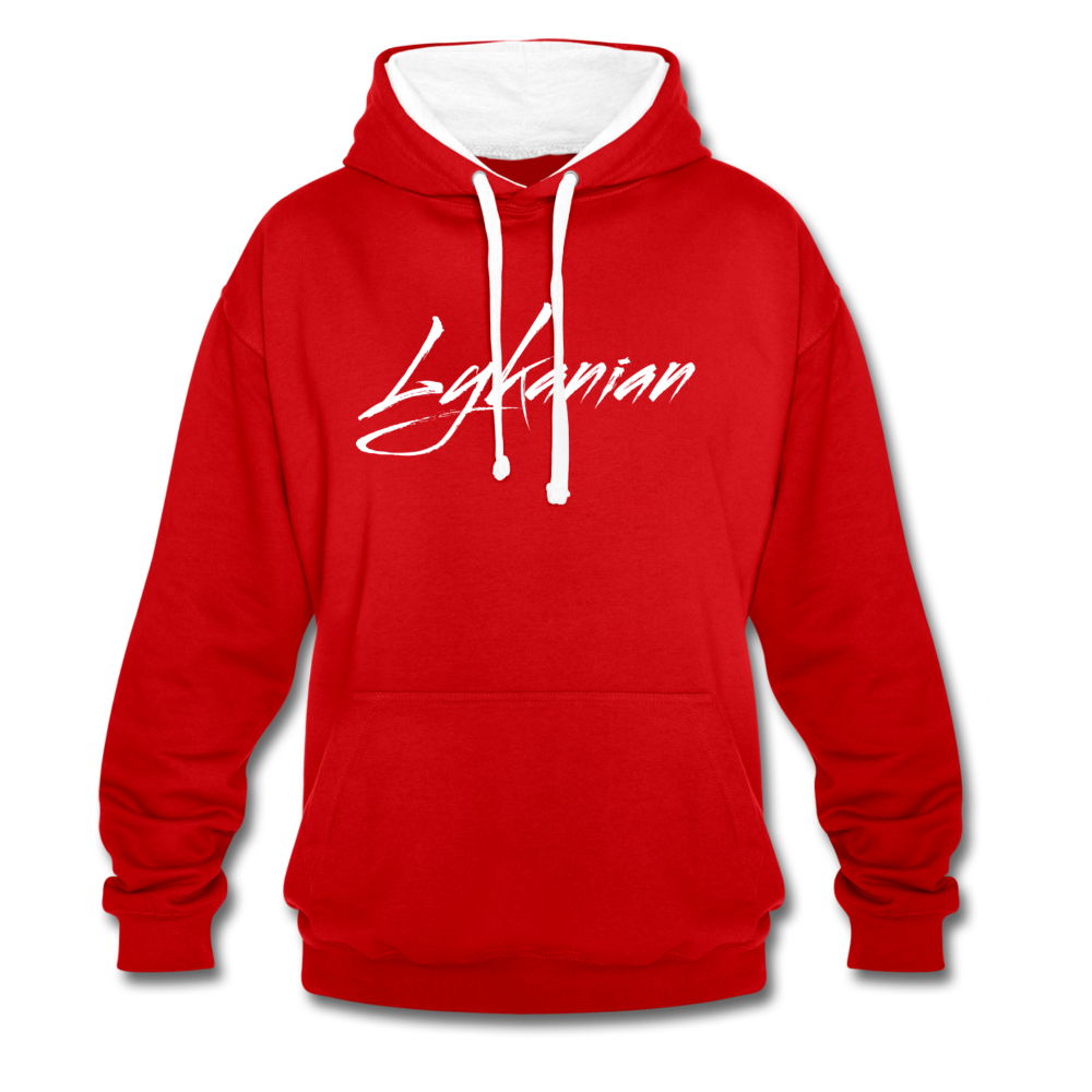 Contrast Colour Hoodie Unisex - Rot/Weiß