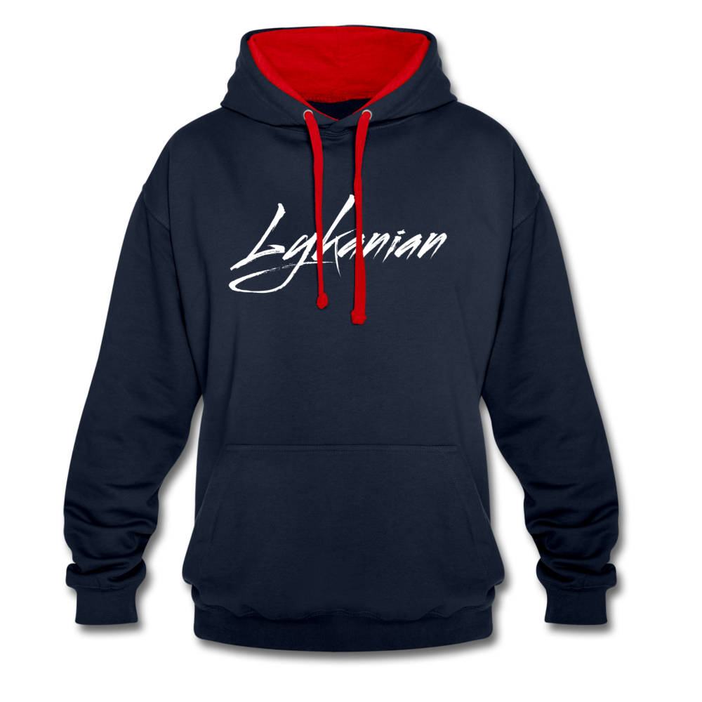 Contrast Colour Hoodie Unisex - Navy/Rot