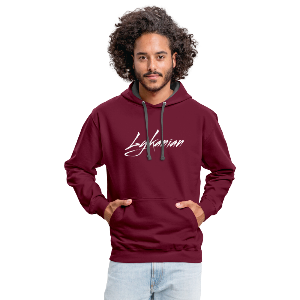 Contrast Colour Hoodie Unisex - Weinrot/Anthrazit