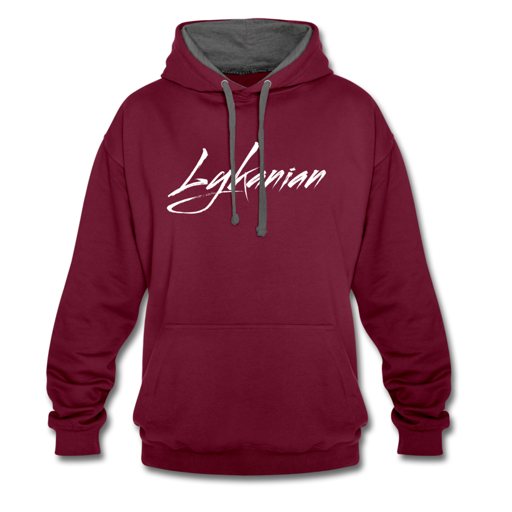 Contrast Colour Hoodie Unisex - Weinrot/Anthrazit
