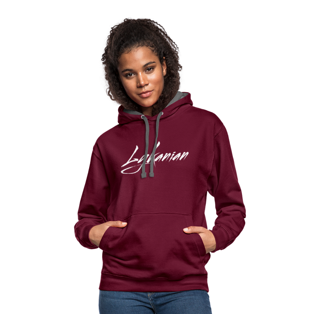 Contrast Colour Hoodie Unisex - Weinrot/Anthrazit