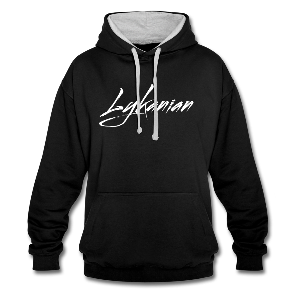 Contrast Colour Hoodie Unisex - Schwarz/Grau meliert