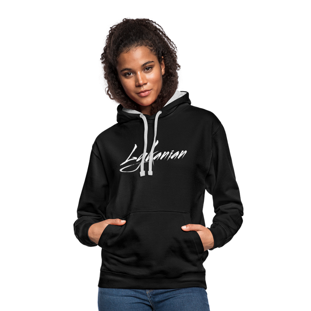Contrast Colour Hoodie Unisex - Schwarz/Grau meliert